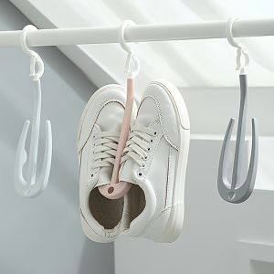 Multifunction Shoe Rack Double Hook Drying Shoes Hanger Portable Hanging Shelf 360° Rotating Slippers Storage Organizer Hooks