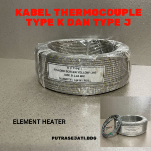 Kabel Thermocouple Type K dan Type J | Thermocouple Type K (Blue Line) & Type J (Yellow Line) Bisa Custom Ukuran