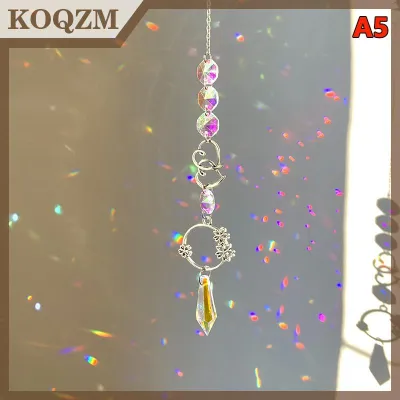 KOQZM Hanging Crystal Pendant Garden Suncatcher Wind Chimes Rainbow Prism Crystal Chain For Window Decor