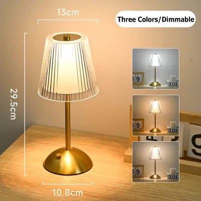 Crystal Table Lamp LED Touch Dimming Desk Lamp USB Rechargeable Night light Wireless Night Light Retro Table Lamp For Bar Coffee Restaurant Bedroom Decor Atmosphere Table Lamp