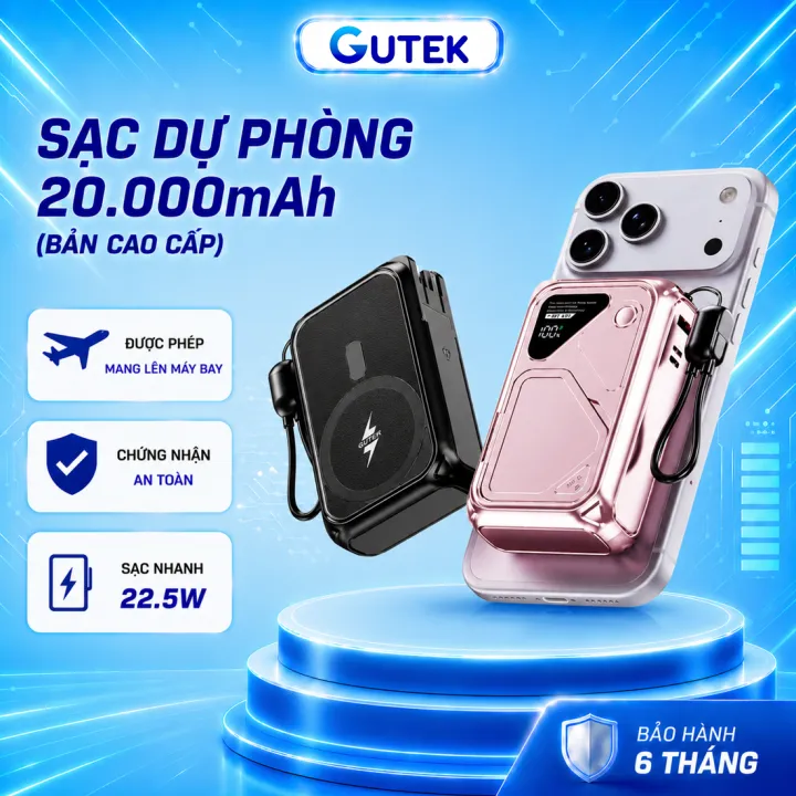 Pin Sạc Dự Phòng 20000mAh công suất 22.5W Sạc Không Dây Từ Tính Tích Hợp Phích Cắm AC Có Giá Đỡ - Gutek GT388 | BigBuy360 - bigbuy360.vn Pin Sạc Dự Phòng 20000mAh công suất 22.5W Sạc Không Dây Từ Tính Tích Hợp Phích Cắm AC Có Giá Đỡ - Gutek GT388 | BigBuy360 - bigbuy360.vn