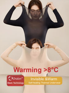 Thermal Underwear Shirt Women Ultra Thin/Skin-Friendly/Body Shaping/Self-Heating Base Layer/Comfy Slim Fit/Winter Autumn Daily Wear