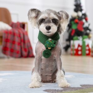 OWNNEW Ấm áp Khăn len đan cho chó Giáng sinh Ông già Noel Khăn quàng cổ cho chó Ấm cúng Lễ hội Khăn quàng cổ mùa đông cho mèo dành cho chó nhỏ