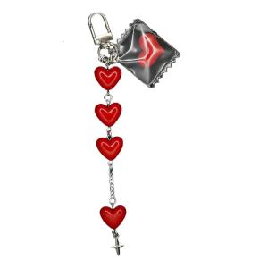 Sweet Heart Shaped Keyring Feature Candy Pouch Design Lightweight Alloy Resin Charm Hanging Pendant Daily Use