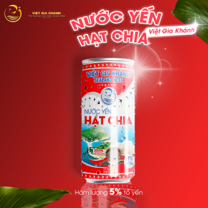 Nước Yến Sào 5% Việt Gia Khánh Vị Dưa Lưới Đường Phèn Hạt Chia Nha Đam Lon 240ml - Lốc 6 Lon - Hộp Quà Cao Cấp 5 Lon Thơm Ngon Bổ Dưỡng Sức Khỏe