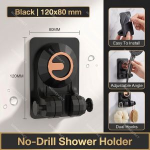 Universal Shower Head Holder Wall Mount Adjustable Adhesive Bracket No Drilling Bidet Sprayer Fixer Base