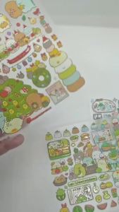 Sumikko Gurashi Nail Art Stickers 3 Sheets Kawaii Shirokuma Tonkatsu 5D Embossed Waterproof Decals for Journal Phone Case DIY Decoration
