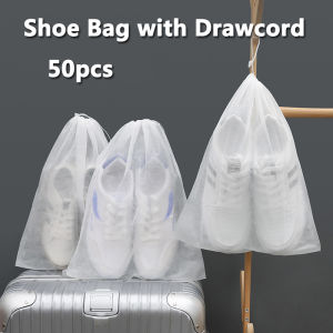 50Pcs Shoe Bag with Drawcord Shoe Dust Covers Shoe Storage Bag Reusable Travel Storage Bag