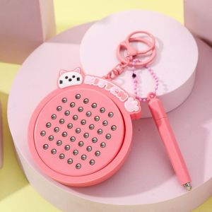 THANKSKY Mèo Con Móc khóa bảng vẽ từ tính Tự làm Đồ chơi thư giãn dây chuyền Mèo hoạt hình Đồ chơi xếp hình Đồ trang trí túi Móc khóa vui nhộn Mini Đồ chơi giáo dục