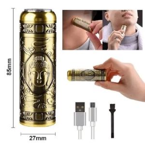 Máy Cạo Râu Thân Vỏ Đồng Cạo Đa Năng Siêu Nhanh Không Đau Rát Pin Sạc USB FULLBOX