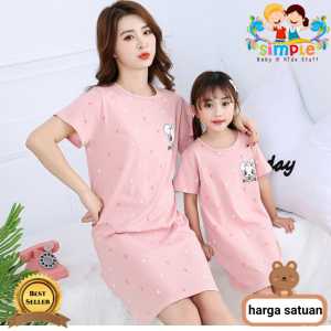 Daster Remaja-Dewasa Impor Pink Rabbit #14 / Homewear Baju Rumahan Couple Ibu dan Anak Bahan Katun
