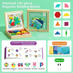 AODUOYAYA 250pcs Magnetic Tangram Puzzle Set for Kids Educational Toys Geometry Building Toy For Baby Development Brain