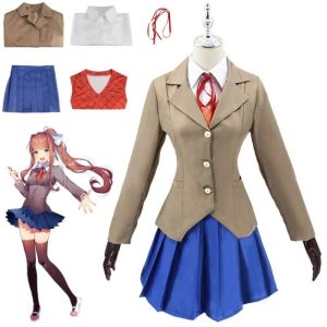 Anime Doki Doki Literature Club Monika Cosplay Costumes Sayori Yuri Natsuki Halloween Costumes for Women Dress Vestido Clothing2026
