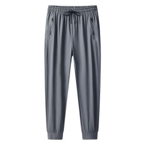 Z1BEE 2025 Men Ice Silk Loose Breathable Quick Dry Elastic Waist Joggers Straight Wide Leg Casual Pants Plus Size