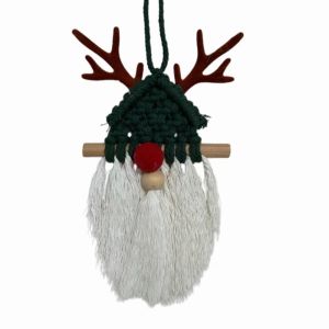 UNIITY Macrame dây chuyền hình tuần lộc lễ hội 10x16cm Ông già không . Đồ trang trí hình tuần lộc làm bằng kỹ thuật macrame. Quà tặng Chi tiết về sừng hươu. dây chuyền Người Không Trang trí tường hình tuần lộc