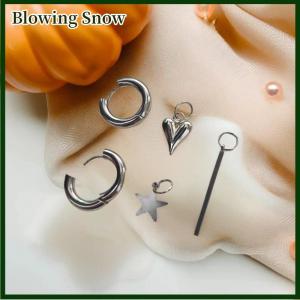 Blowing Punk Long Heart Star Pendant Earrings For Women Simple Fashion Geometric Circular Ear Buckle New Trendy Jewelry Gift