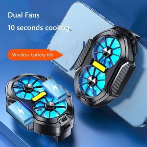 YEAHAP Air Cooling Mobile Phone Cooler With Blue Light Rechargeable Dual Fan Radiator Universal Silent Portable Game Heat Sink E-sports Live Streaming