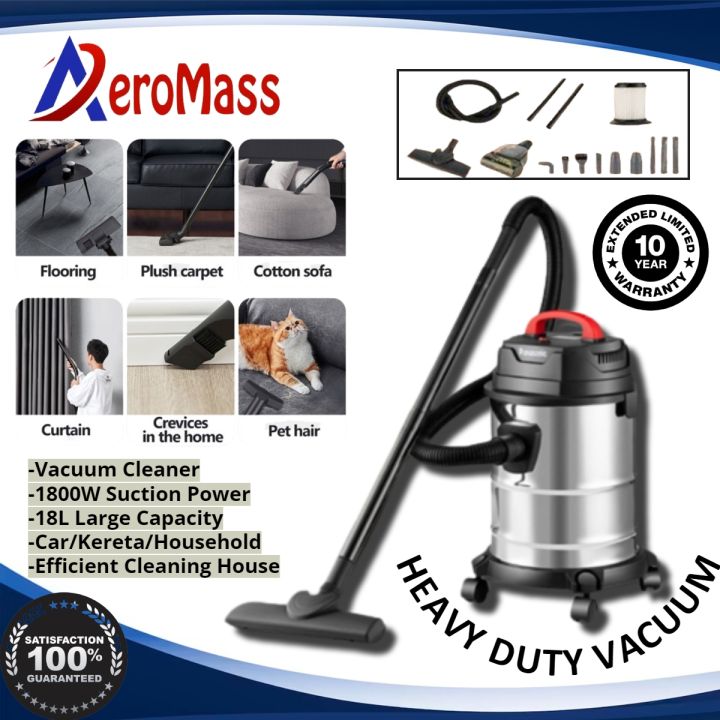 AeroMass Heavy Duty Vacuum Stainless Steel Vacuum Vacuum Cleaner 1800W ...