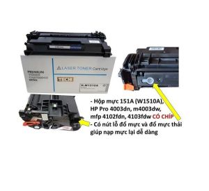 Hộp mực có chíp HP Pro 4003dn M4003dw MFP 4102fdn 4103fdw. Hộp mực HP 151A W1510A của máy in