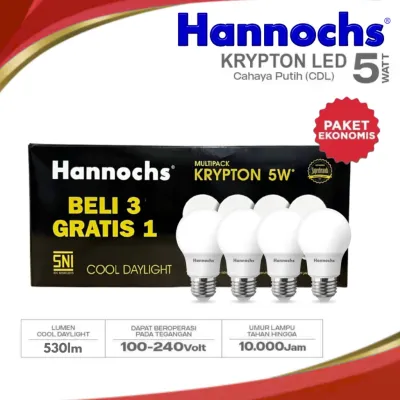 Beli 3 Gratis 1 Hannochs Multipack Krypton 3W 5W 7W 9W 12W 15W 20W Cahaya Putih Terang BER SNI