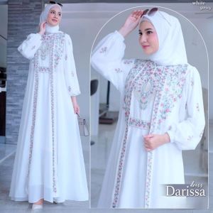 Darissa Dress Gamis Wanita Dewasa Terbaru 2024 Elegan Gamis Remaja Kekinian Viral Gamis Modern Lebaran Mewah Dress Muslimah Model Baru