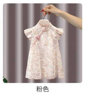 Girls cheongsam princess chinese dress skirt wear cotton linen summer children baby