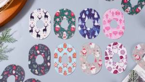 Geiserailie 32 Pack Christmas CGM Adhesive Patches Compatible with Dexcom G7 Waterproof and Sweat-Proof Sensor Cover Flexible and Breathable Pre-Cut Tape Stickers Durable Design(Cute)