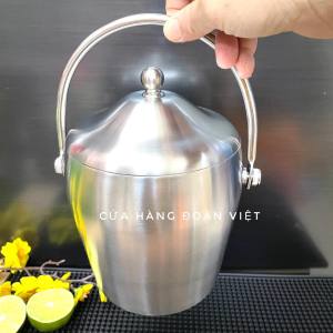 Xô Đá Inox 2 Lớp Cách Nhiệt Xô Ướp Nước Đá Cách Nhiệt - Kiểu dáng sang trọng hiện đại sử dụng trong nhà hàng khách sạn và tiện ích cho gia đình