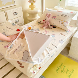 Dansunreve Bedsheet with Zipper Washed Cotton 10cm Height Bed Sheet Single Dormitory Bed Sheet Mattress Cover Queen/King Zipped Height 3.9inch Soft Comfortable