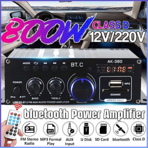 PENGIRIMAN CEPAT LEORY Penguat Daya Audio Bluetooth Car Power Amplifier 12V 800W AK380 / ampli mobil super bass 12v full bass truk 24 volt subwoofer sudah jadi mini rakitan / amplifier full bass subwoofer bluetooth mobil rakitan