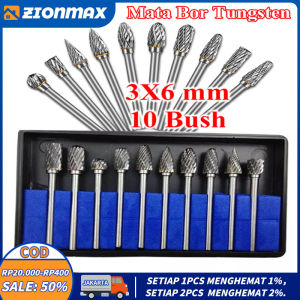 Tuner Porting Drill Bits 1 Complete Set of 10 PCS Cuner Porter Tungsten Carbide For Hollowing Lathe Iron Brass Wood Plastic Cone Spiral 1/8 Inch/Peralatan Pertukangan Mata Bor Tuner Baja 3x6 mm 10 Bush
