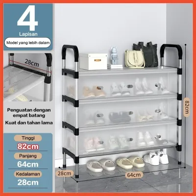 Rak Sepatu Tertutup Anti Debu 3-6 Susun Besi Kokoh Shoe Rack Serbaguna Aesthetic