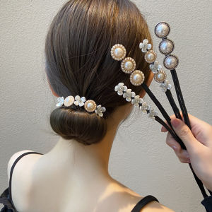Ikat Rambut Sanggul Korea Model Mutiara Aksesoris Cepol Rambut Wanita Pearl Hair Bun Maker HBM002