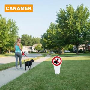 【CANAMEK】  No Dog Poop  Plastic Sign No Pooping Warning Yard Sign Garden Stake Outdoor Waterproof Warning For Pet Owners Prevent Pollution
