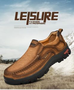 Sepatu Olahraga Slip On Gunung Hiking Tanpa Tali Kulit Casual Pria Cowok Dewasa 112