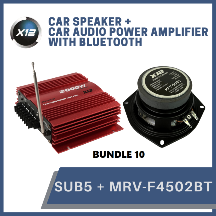 X12 BUNDLE 10 Car Amplifier FM Radio, USB Bluetooth 1pc