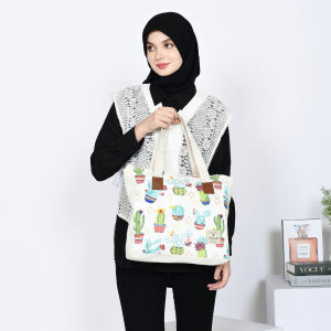 Tas Tote Bag Resleting Untuk Kuliah Seminar Belanja Bisa Custom Sablon