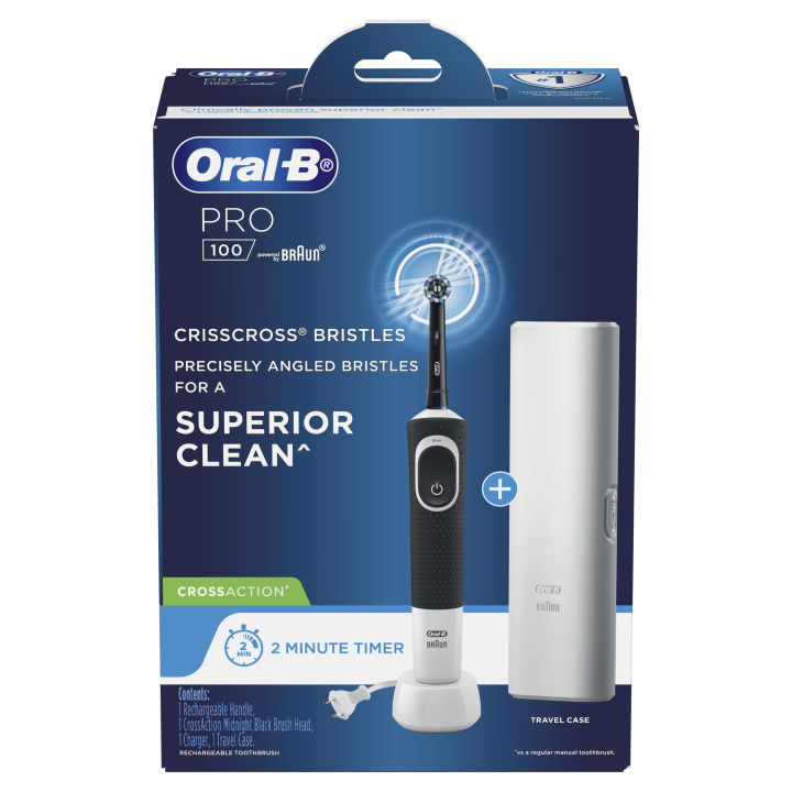 ORAL B Pro 100 Cross Action + FREE Travel Case tooth brush