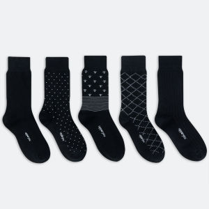 Tất Vớ Giày Tây Đen Phối Họa Tiết Cổ Cao UPPER YOU Cotton Tự Nhiên Dày Dặn Êm Ái Thoáng Khí Khử Mùi Extra Soft