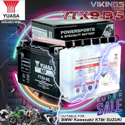 DIJAMIN ORI!! YTX9 YTX9BS YTX9-BS VIKINGS 100% ORIGINAL AUTHENTIC JAPAN YUASA BATTERY YTX9-BS Z100 ZZR Z250 NINJA 250