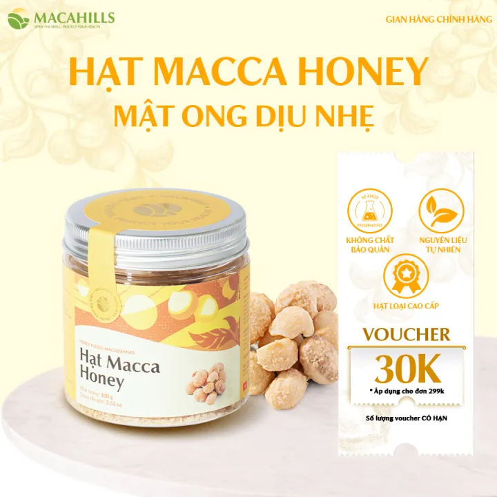 Hạt Macca Vị Mật Ong thơm dịu Maca Hills, Vị Mật Ong Nguyên Chất Hộp 100gr
