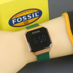 Box Exclusive Jam Tangan FOS Persegi LED VA-716RR / Jam Tangan Fashion Wanita Tali Rubber Diameter 36 cm