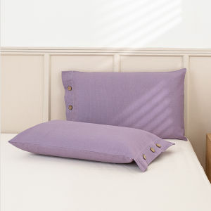 SUNLIGHT HOME 2 Pieces Stylish Button Pillowcase1 Pair Simple Thickened Pillow CaseBreathable Pillow Cover