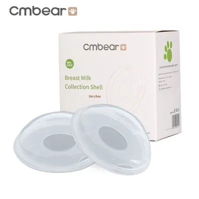 Hộp 2 phễu hứng sữa chống tràn CMBEAR chất liệu silicon có nút đậy an toàn