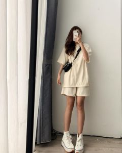 Set bộ áo tay lỡ quần sooc vải Hottrend dáng rộng xinh đẹp cho nữ thời trang mùa hè đi chơi chụp ảnh