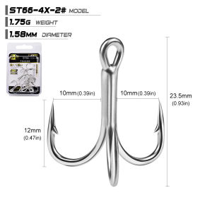 PROBEROS 10PCS/lot 4X Treble Hook 4# 2# 1# 1/0# 2/0# 3/0# 4/0# 5/0# Anti Rust Jigging Casting Fishing Hooks for Saltwater Carbon Steel Fishing Tackle ST66