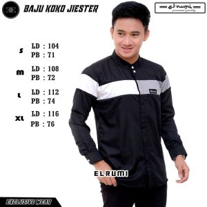 Koko Putih Lengan Panjang Motif Qynang Kombinasi