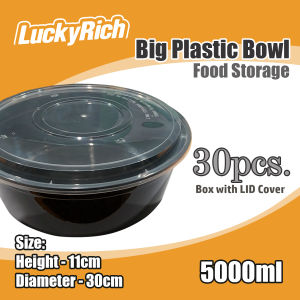 LuckyRich - Big Plastic Bowl 15/30pcs 5000ml with tight lid cover - Big bowl Food storage