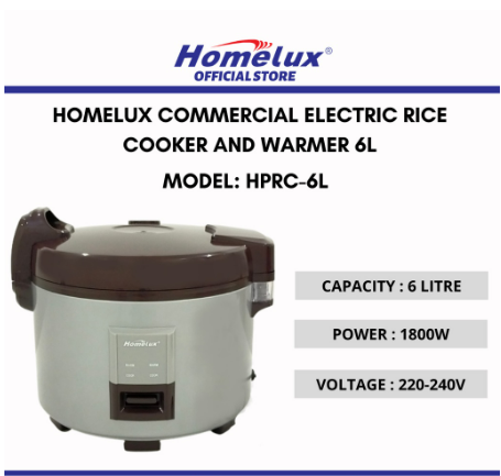 HOMELUX COMMERCIAL ELECTRIC RICE COOKER AND WARMER Periuk Nasi