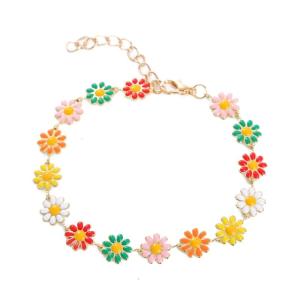 Bohemian Small Daisy Bracelet Summer Painted Flower Earrings Hawaii Beach Necklace Suitable for Ladies and Girl